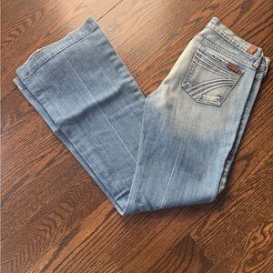 7 For All Mankind Blue Flare Wide Leg Jeans